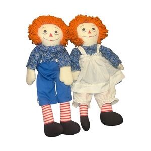 Vintage Raggedy Anne & Andy 24” Doll Orange Yarn Hair Dolls